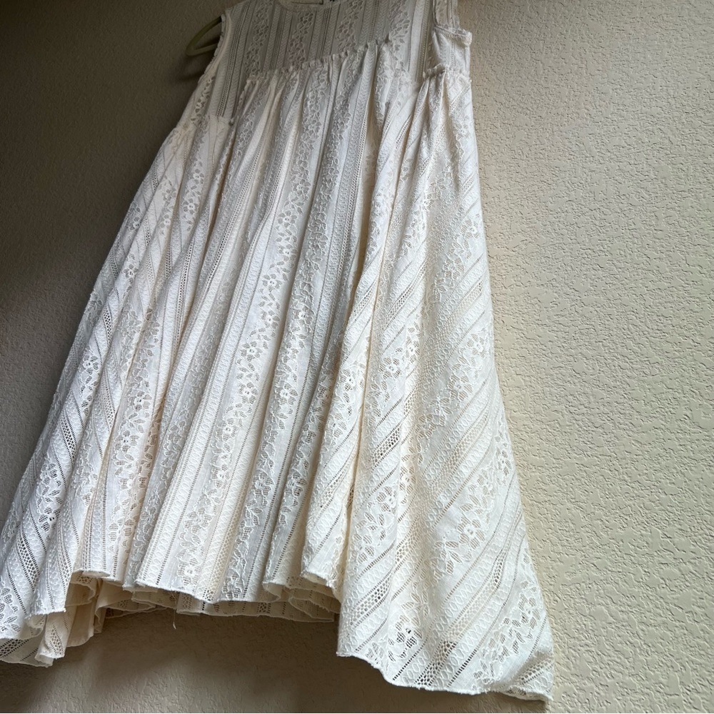 Free People Tu Es La Cream White Lace Sleeveless Mini Dress, size S - Picture 13 of 16
